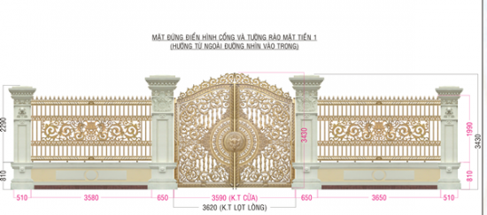 Cổng nhôm đúc mẫu C-040